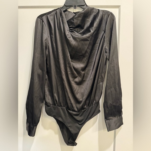 Do+be Elegant Black Satin cowl neck Bodysuit - Picture 1 of 6